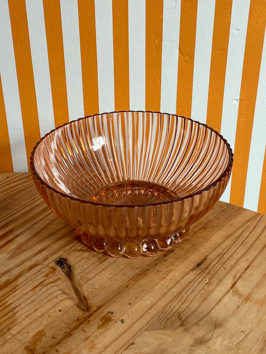 Vintage Anchor Hocking Pink Depression Glass Serving Bowl | Pressed Petticoat