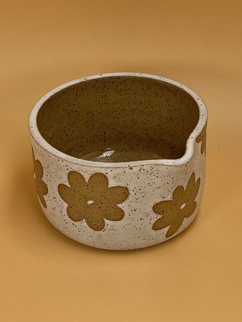 Art Schoool Dropout Matcha Bowl | White with Daisies