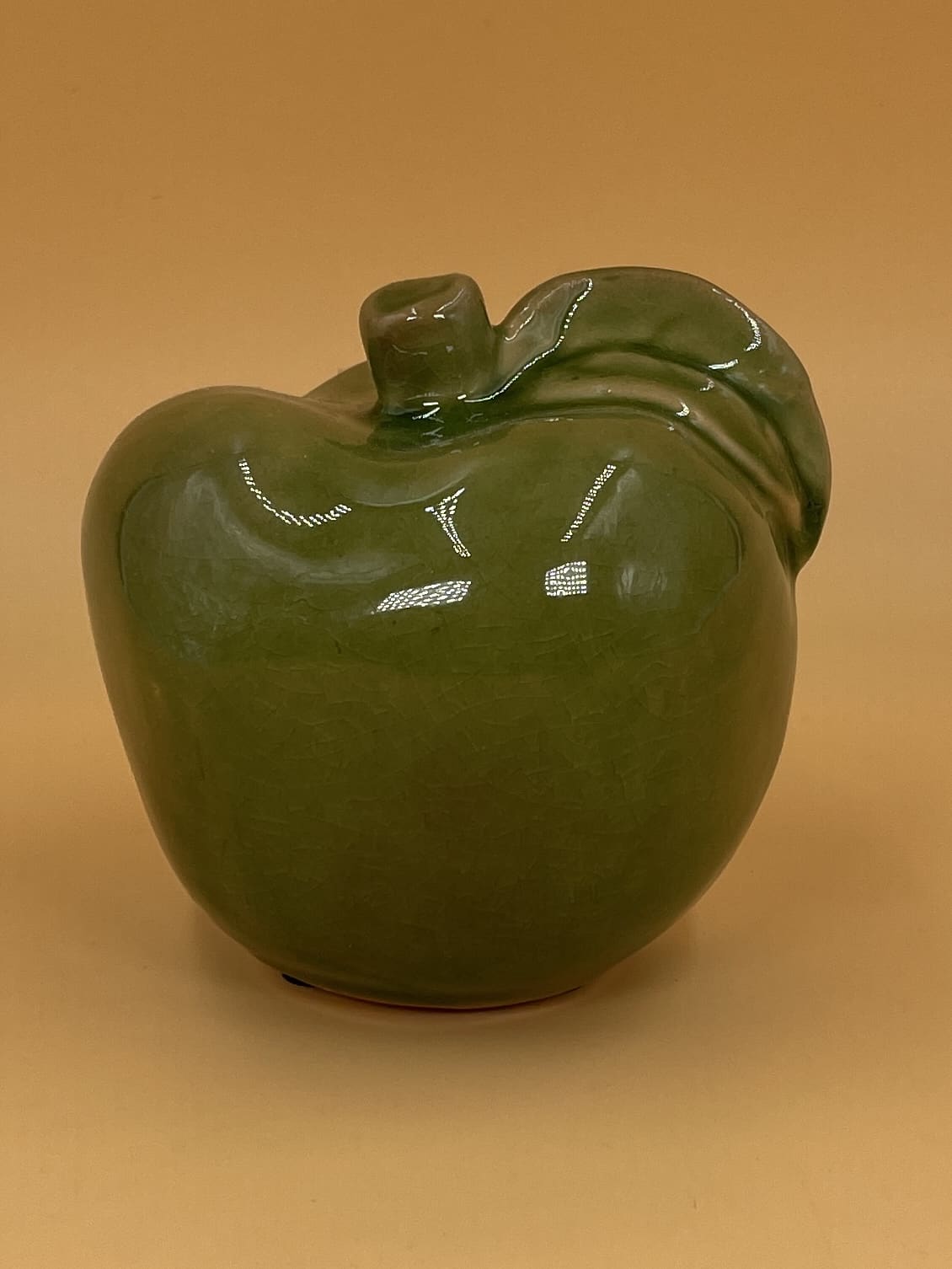 Vintage Green Ceramic Apple