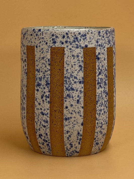 Mellow Ceramics Cup | Blue Splatter Stripe