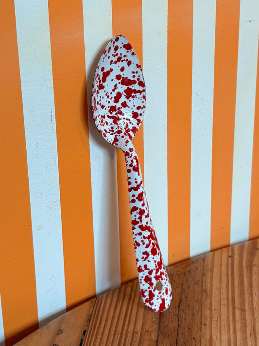 Enamelware Medium Spoon | Red Splatter