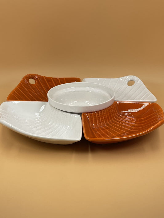 Vintage White & Orange Serving Set