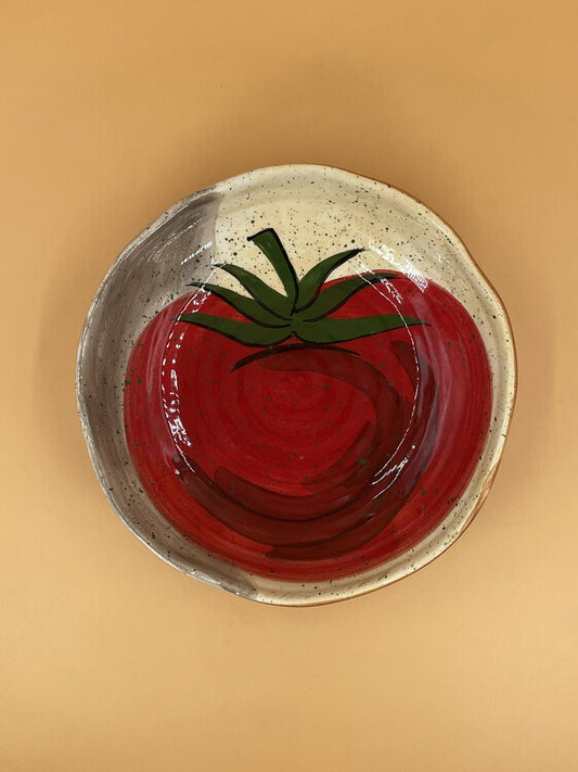 Ceramic Painted Tomato Shallow Bowl