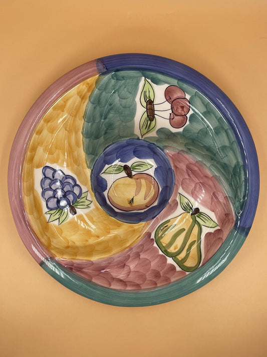 Fruity Circular Painted Platter with Compartments