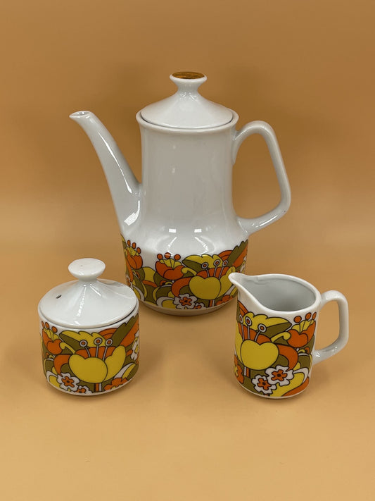 1970s Wales Tea Set (Orange Floral - Made in Japan)