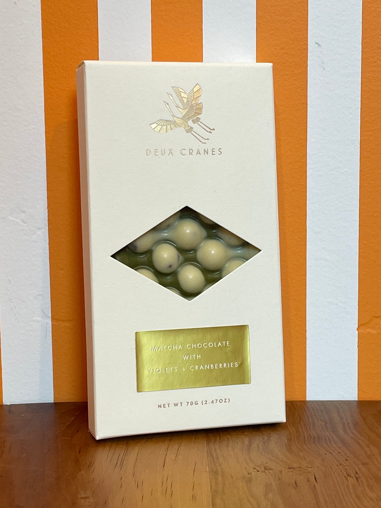Deux Cranes Limited Edition: Matcha Chocolate with Violets + Cranberries