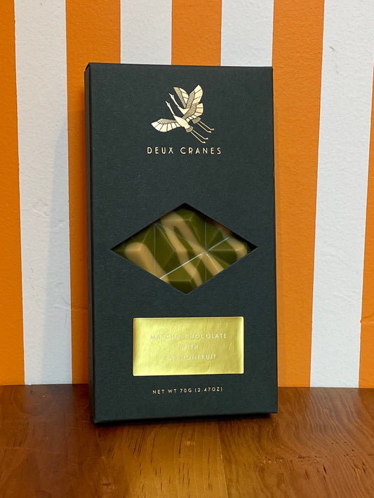 Deux Cranes Limited Edition: Matcha + Passionfruit Chocolate Bar