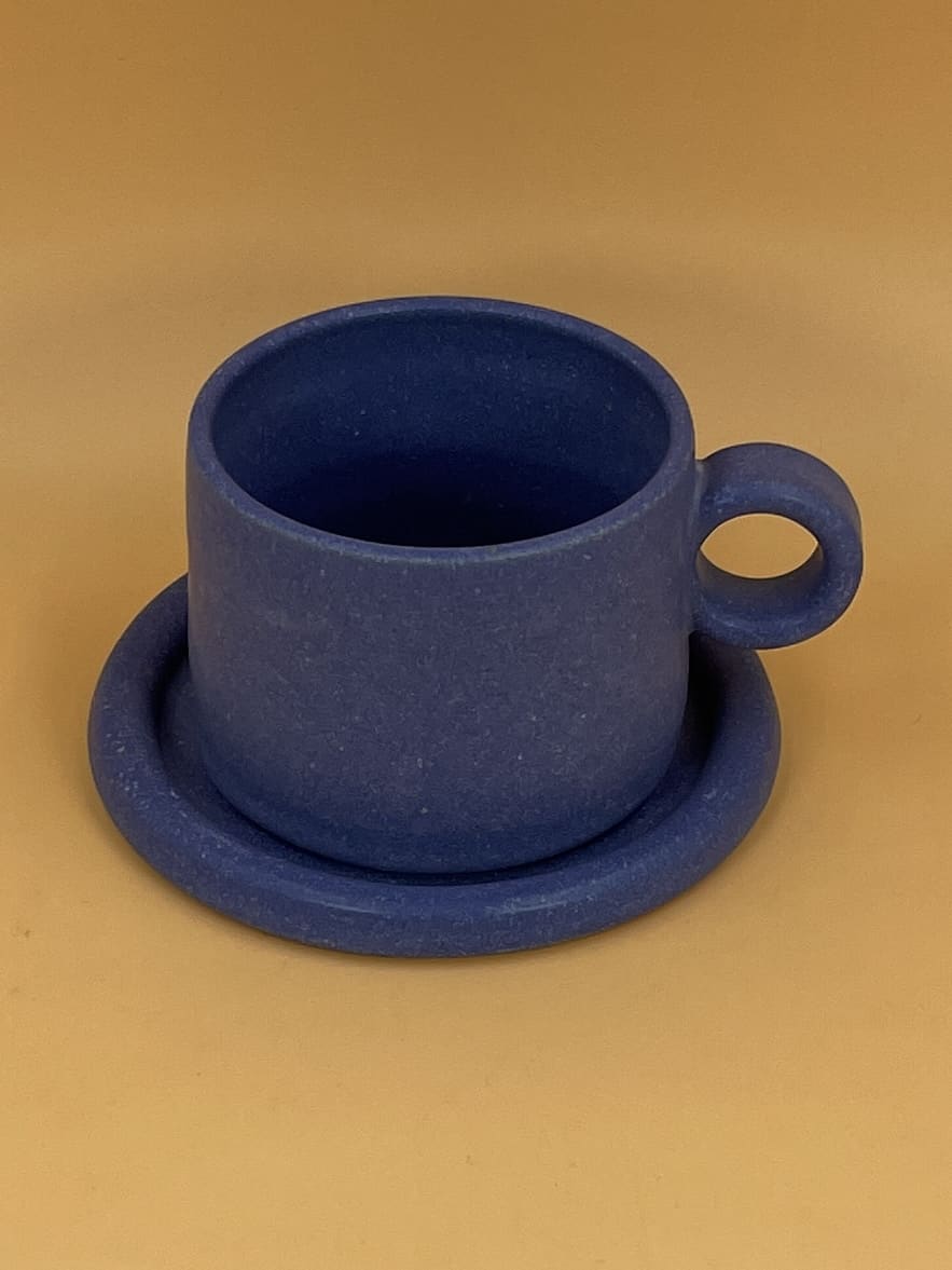 Lo-Fi Potter Coffee Cup & Saucer | Blue