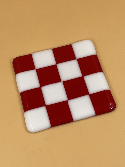 Art Schoool Dropout Infused Glass Coaster | Red/White