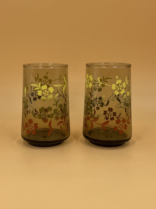 Vintage Autumnal Juice Glasses | Set of 2