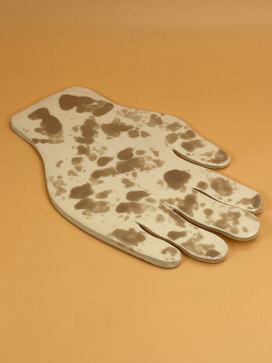 Wavy Fingers Hand Plate | Cream Cow Print
