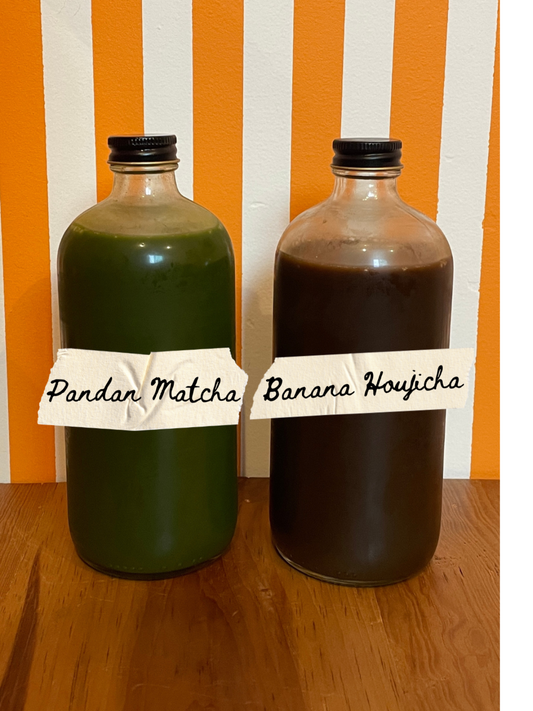 Karanchi Pandan Matcha + Banana Houjicha Tea Concentrates 16oz | May 17