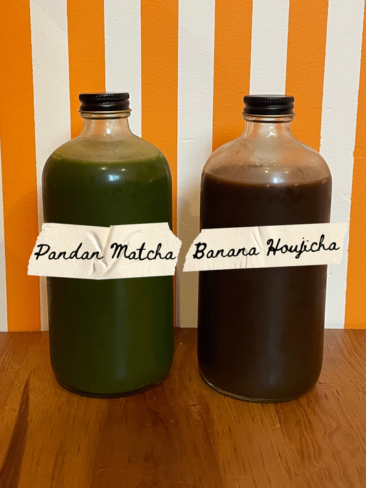 Karanchi Pandan Matcha + Banana Houjicha Tea Concentrates 16oz | May 17