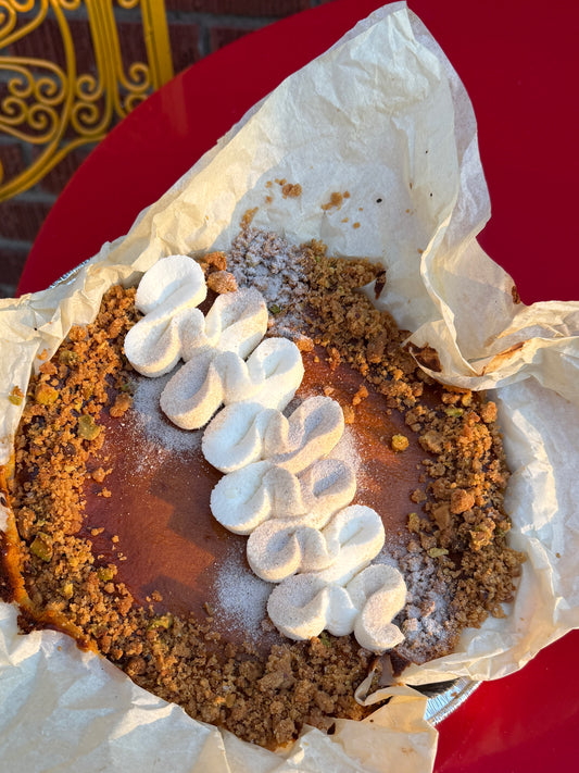 The Family Affair Pop-Up | Yara Lamers' Roasted Kabocha Basque Cheesecake w/ Chai Cream and Salted Pistachio Crumble (GF Option)