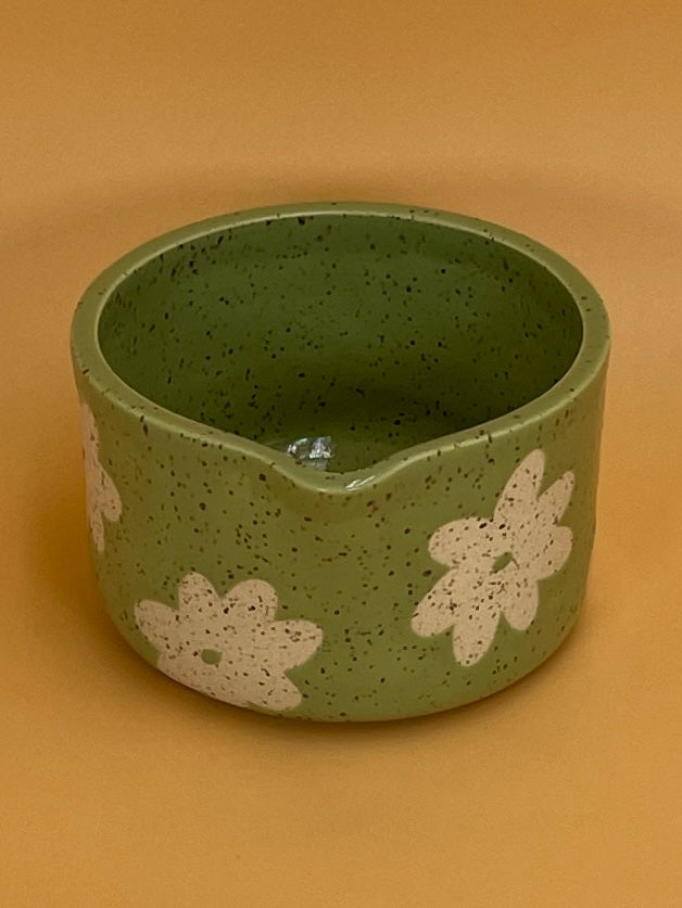 Art Schoool Dropout Matcha Bowl | Green with Daisies