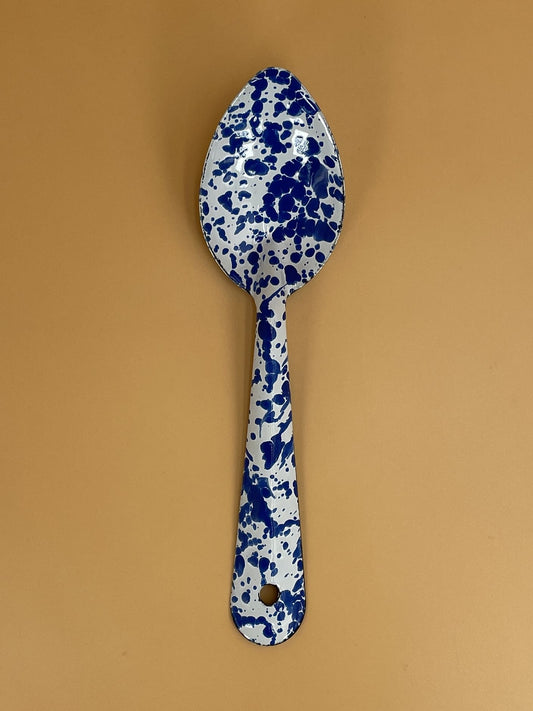 Enamelware Medium Spoon | Blue Splatter