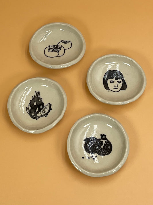 Black Slip Babes Painted Dish | 3 1/4”