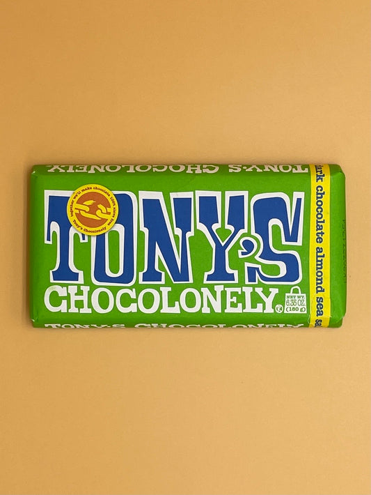 Tony's Chocolonely Dark Chocolate Bar with Almond and Sea Salt 51%